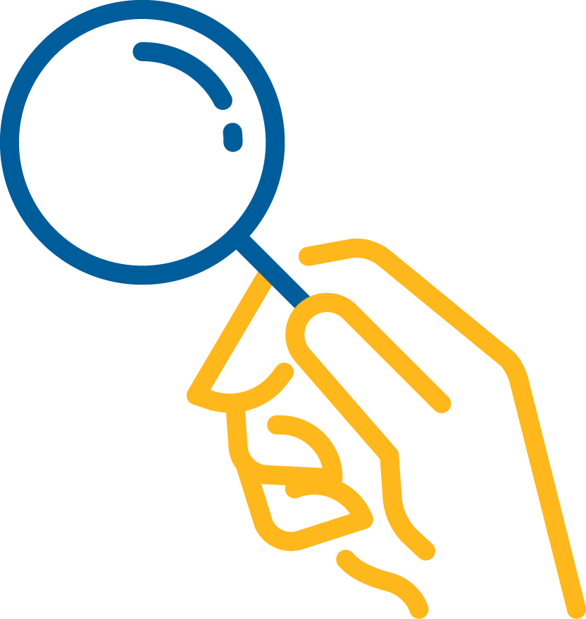 Magnifying glass with hand