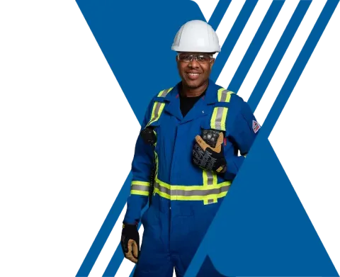 A male worker in PPE